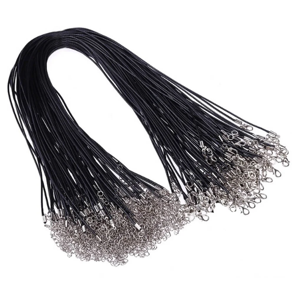 

100 PCS Necklace Cord Jewelry Accessories Waxed Cotton Rope for Making Black