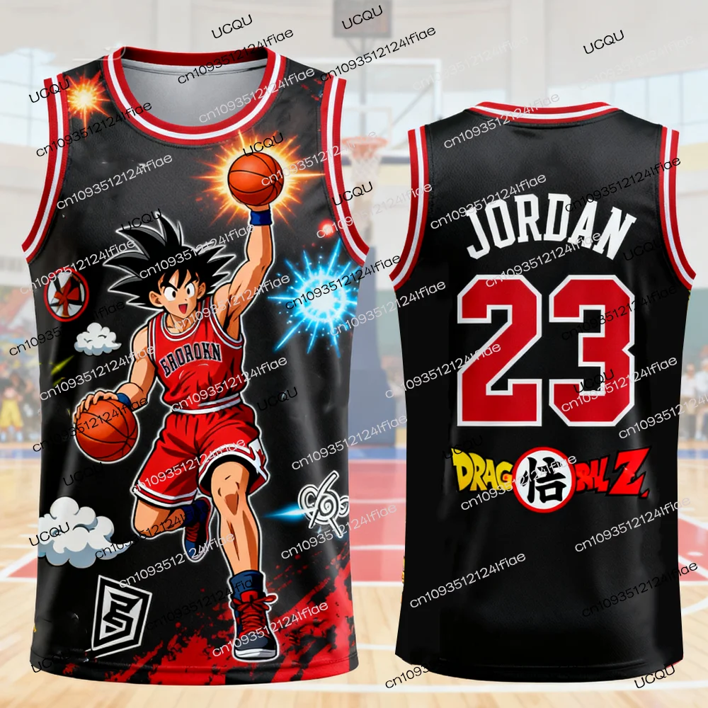 2025 جديد الأردن كرة السلة جيرسي لعبة دراغون بول Z طبعة خاصة كرة السلة للرجال جيرسي سترة الاطفال غوكو الكرتون سترة #4