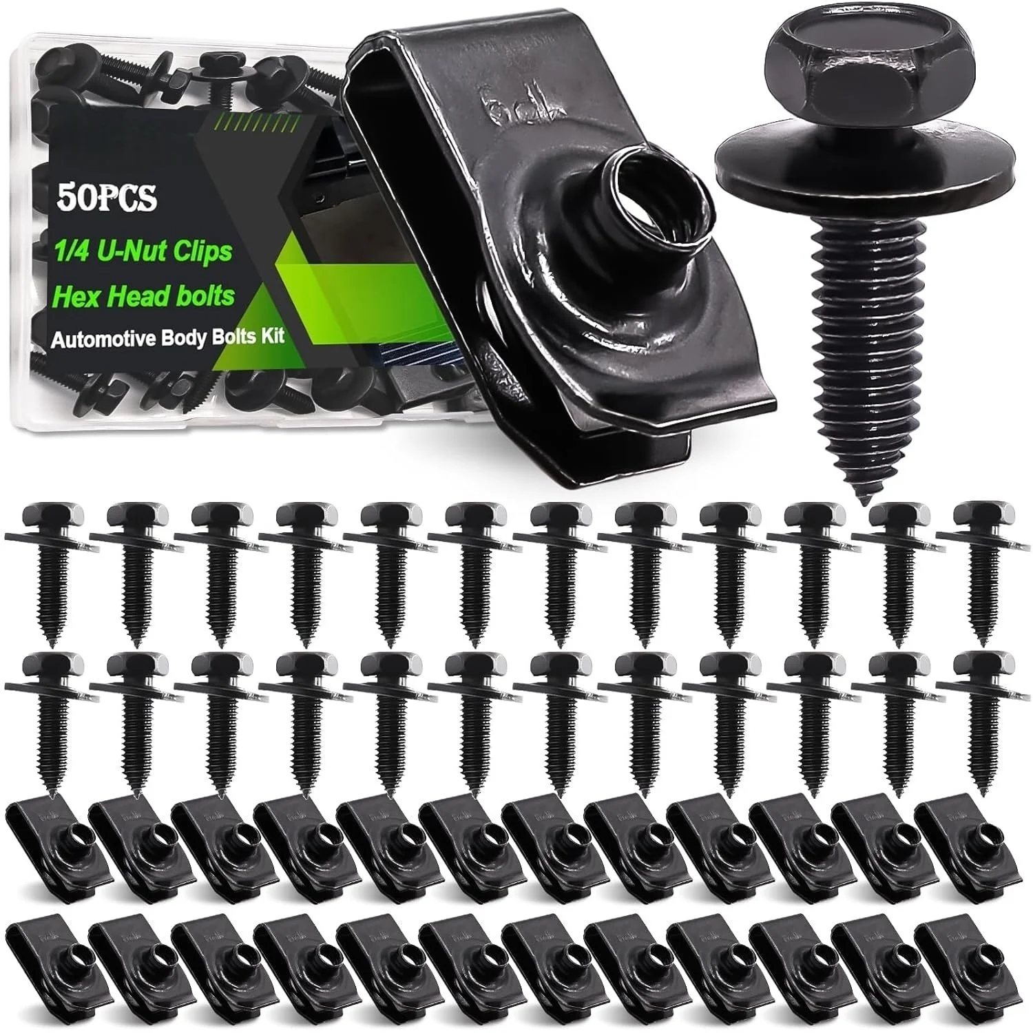 50SET Karosserie Schrauben U-mutter Clips Motor Abdeckung Unterboden Splash Schild Schutz Stoßstange Kotflügel Liner Retainer Verschluss niet Schrauben