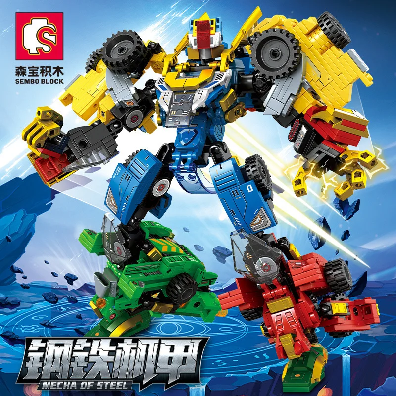 

Строительные блоки Senbao, стальной механизм, рыцарь Star-Chasing, комбинированный робот 4-в-1, детские развивающие строительные игрушки для мальчиков