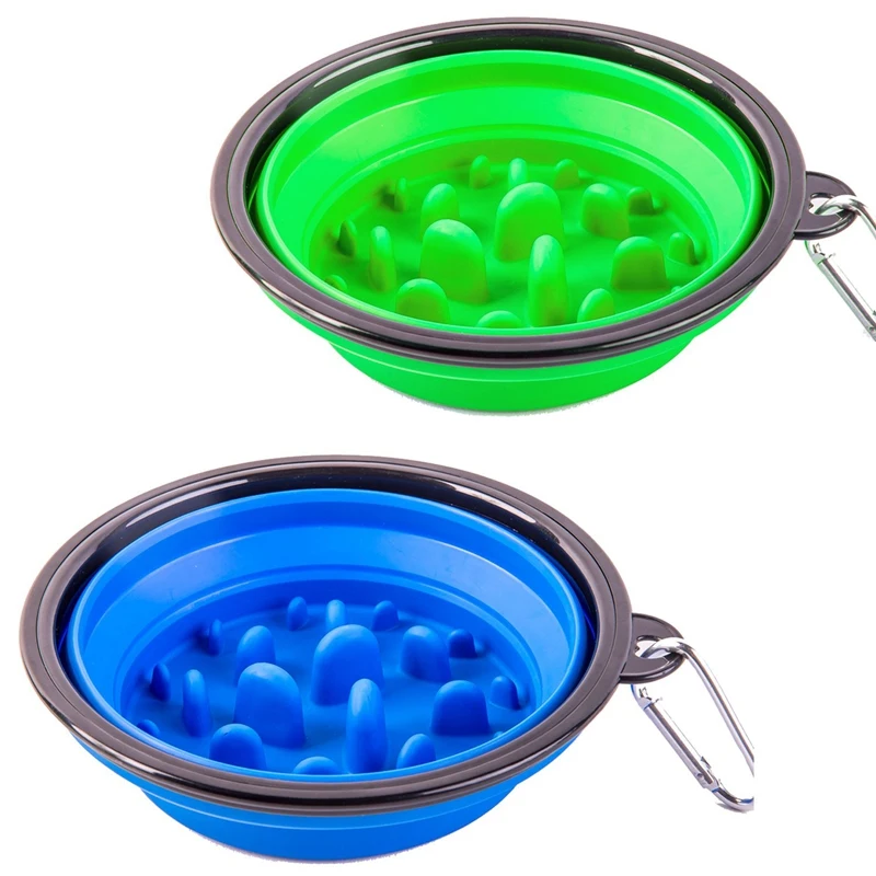 2 Pack Collapsible Dog Bowl, Slow Feed Dog Bowl, Foldable Pet Travel Bowl, Portable Slow Feeder Cat Bowl, For Outdoor Camping Pe