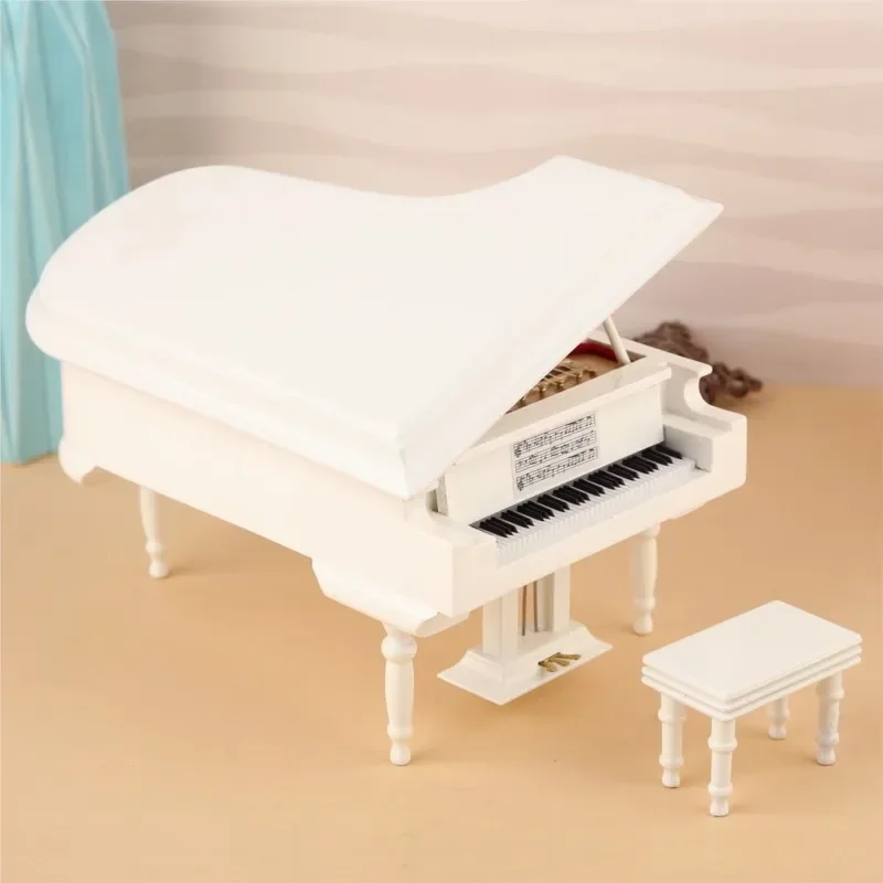 Handmade Miniature Musical Instrument Piano Model Music Box Style Decor Ornament Household Decoration Ornament With Music