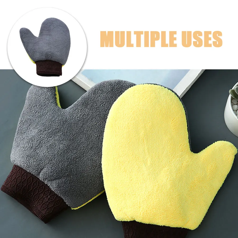 

3 Pcs Car Wash Gloves Automotive Accessories Detailing Mitts for Washing Coral Fleece