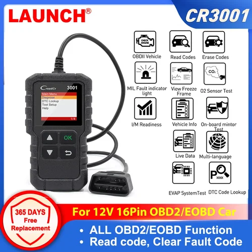 LAUNCH X431 CR3001 lector de código compatible con OBDII / EOBD Creader 3001 OBD2 herramientas de diagnóstico de coche profesional OBD 2 escáner PK ELM327
