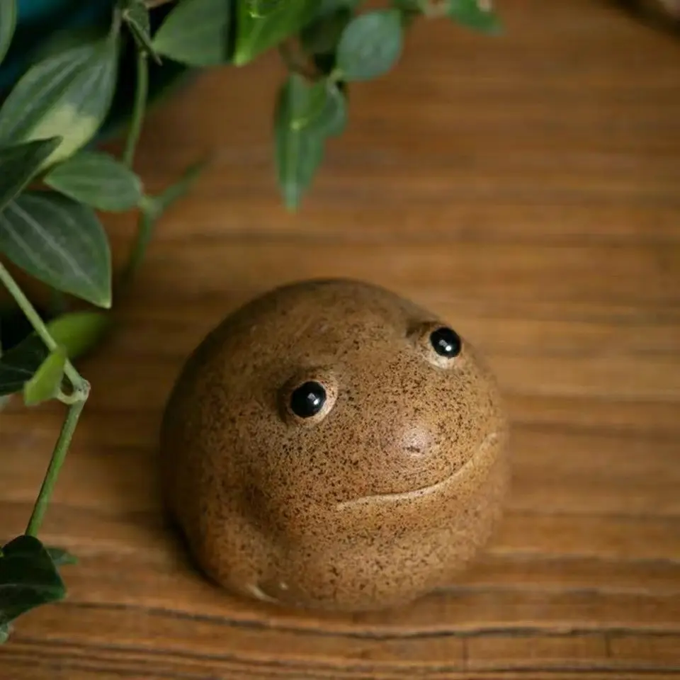 5 سنتيمتر محظوظ الضفدع الشاي الحيوانات الأليفة زن طقم شاي الفخار الخشن الخزف اليدوية الحيوان لطيف الطراز الحديث ديكور المنزل الصينية