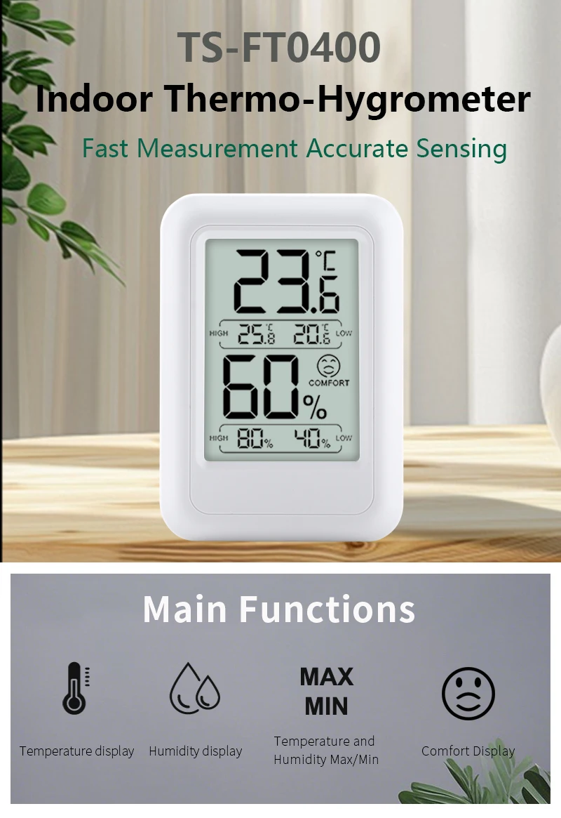Humidity Monitor Digital Display Home Health Monitoring Celsius Fahrenheit Switch Clear Accurate Readings Compact Size