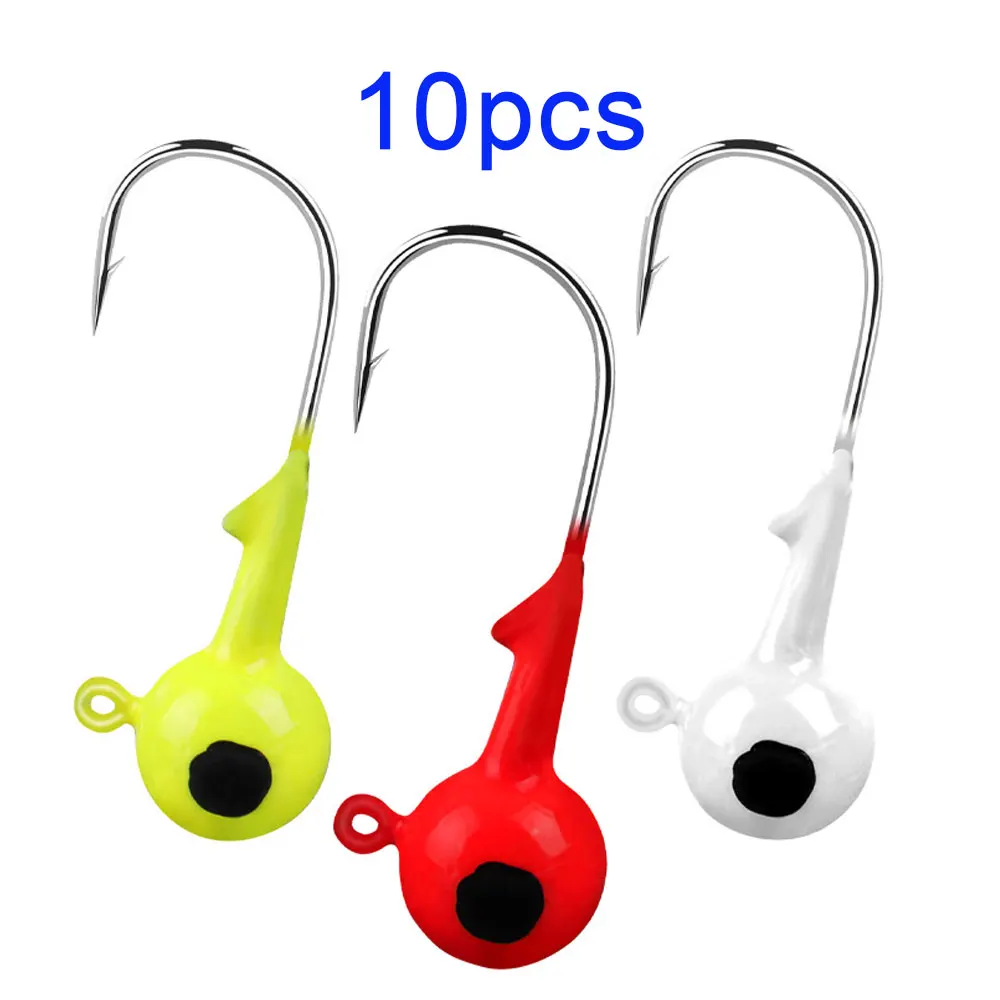 

10pcs Jig Head Hook 3.5g 5g 7g 10g 12g 14g Ball Heads Fishing Barbed Hooks For Soft Lures Worm Crank Fishhook Fishing Tackle