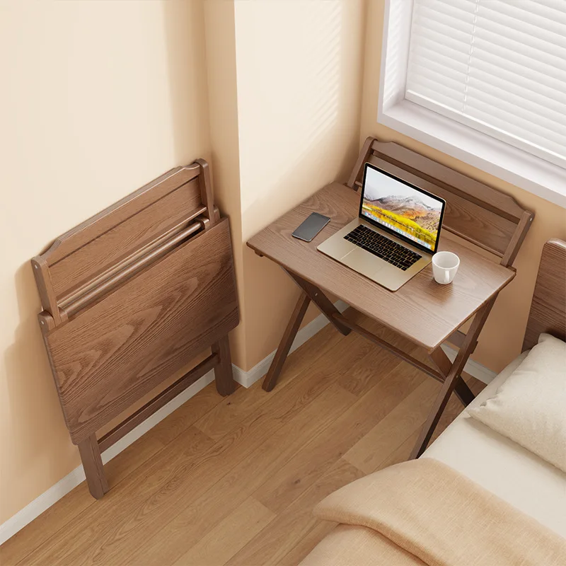 

Foldable desk bedside computer table against the wall simple household solid wood dining table