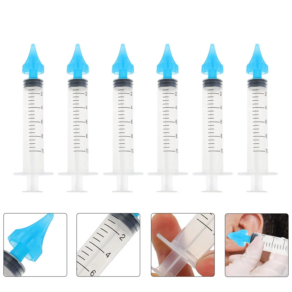 6pcs Wax Flusher Tool Plastic For Ear Cleaning With Scale Earwax Removal Syringe Ear Care Irrigation Tools
