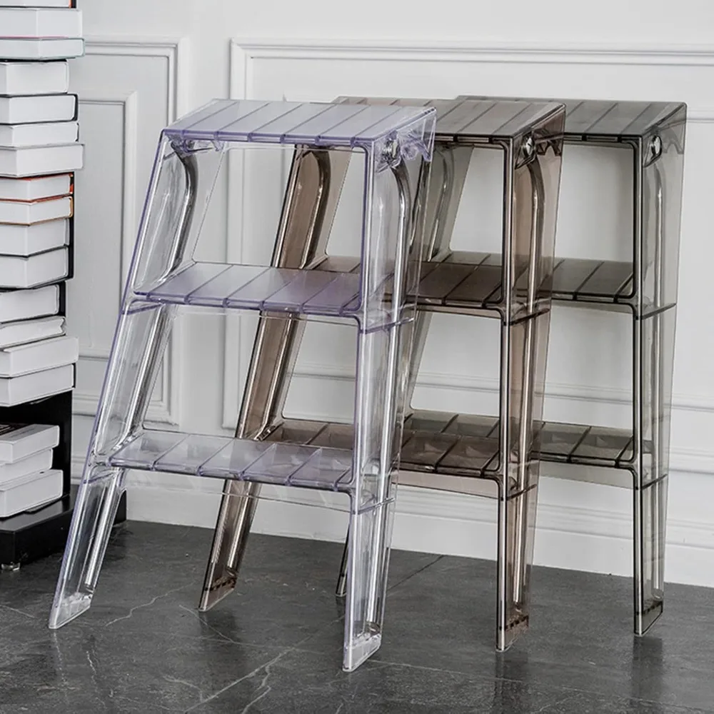 다용도 접이식 아크릴 사다리 스툴, 가정용 다색 스텝 스툴