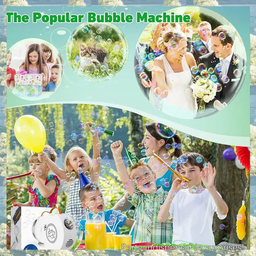 New-Bubble Machine For Kids , Rechargeable Bubbles Blower Maker For Outdoor , Automatic Rotating 90°&360° Bubble Toys Durable Wh