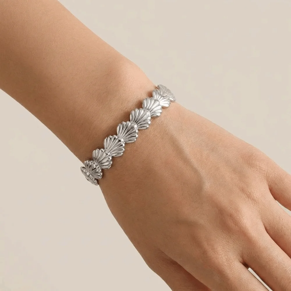 Starfish Shell Bracelet Adjustable Exaggerated Opening Bangles Stainless Steel Korean Style Vintage Cuff Bracelets Jewelry