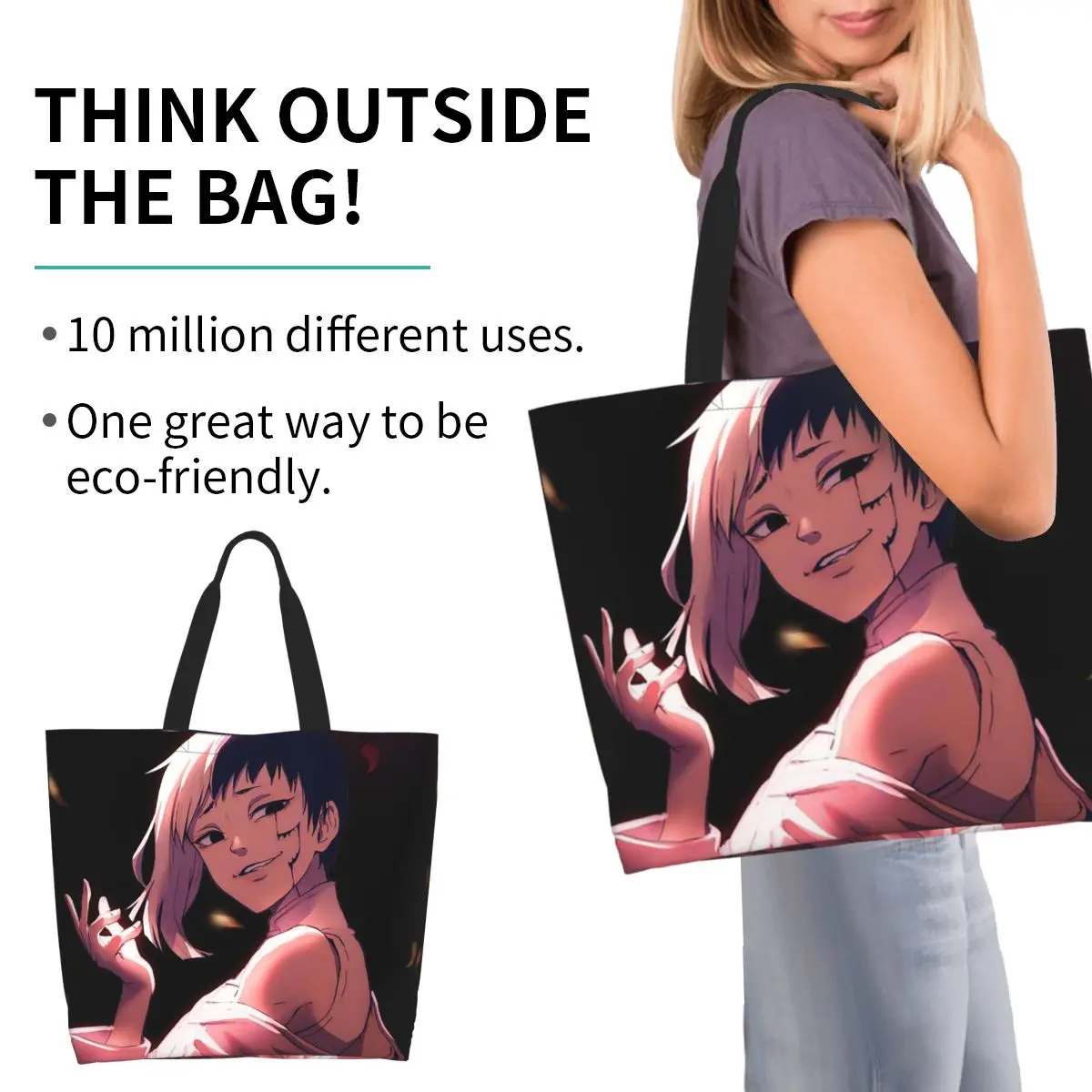 Gen Asagiri Dr Stone Apan Anime Shopping Tote Bag Canvas Large Capacity Shoulder Bags Shopper Grocery Handbag for Women