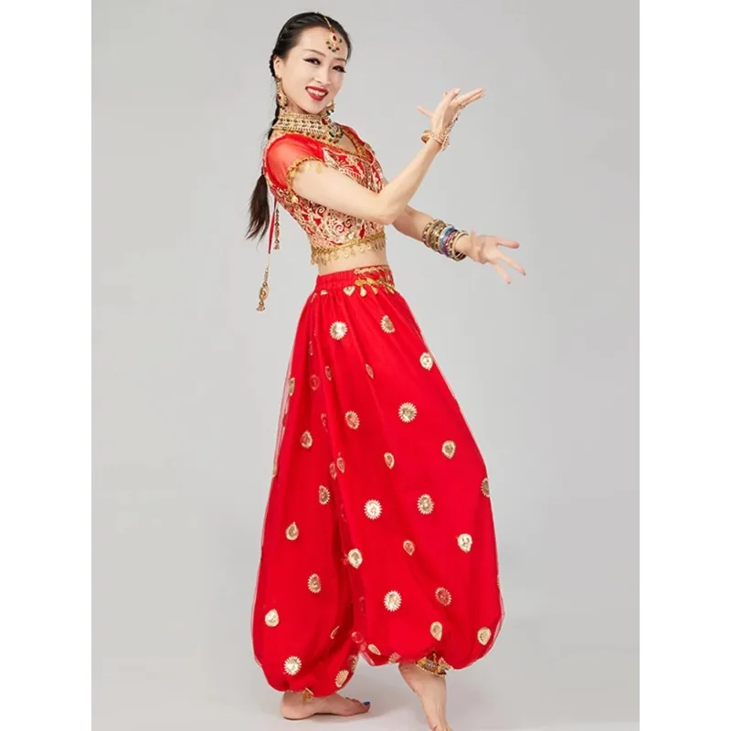 Vêtements de danse indienne personnalisés, ensemble de pantalons, bandeau brodé en dentelle avec pompon, costume de spectacle de danse du ventre sur scène pour réunion annuelle