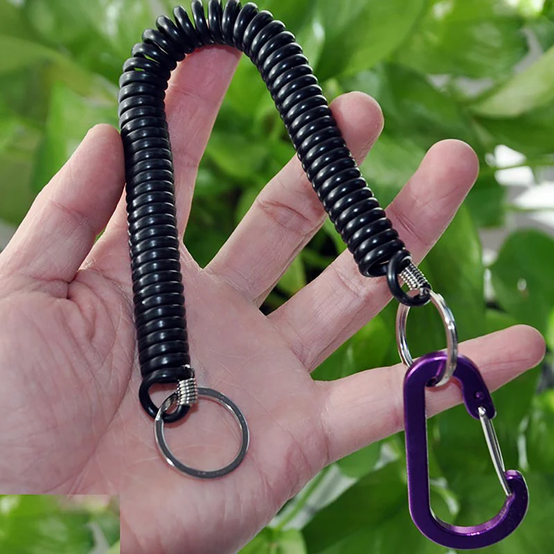 1 Pcs Fishing Tools Anti-Lost Lanyard Telescopic Elastic Retention Rope Safety Spring Lanyard Rope Key Ring Chain Accessories