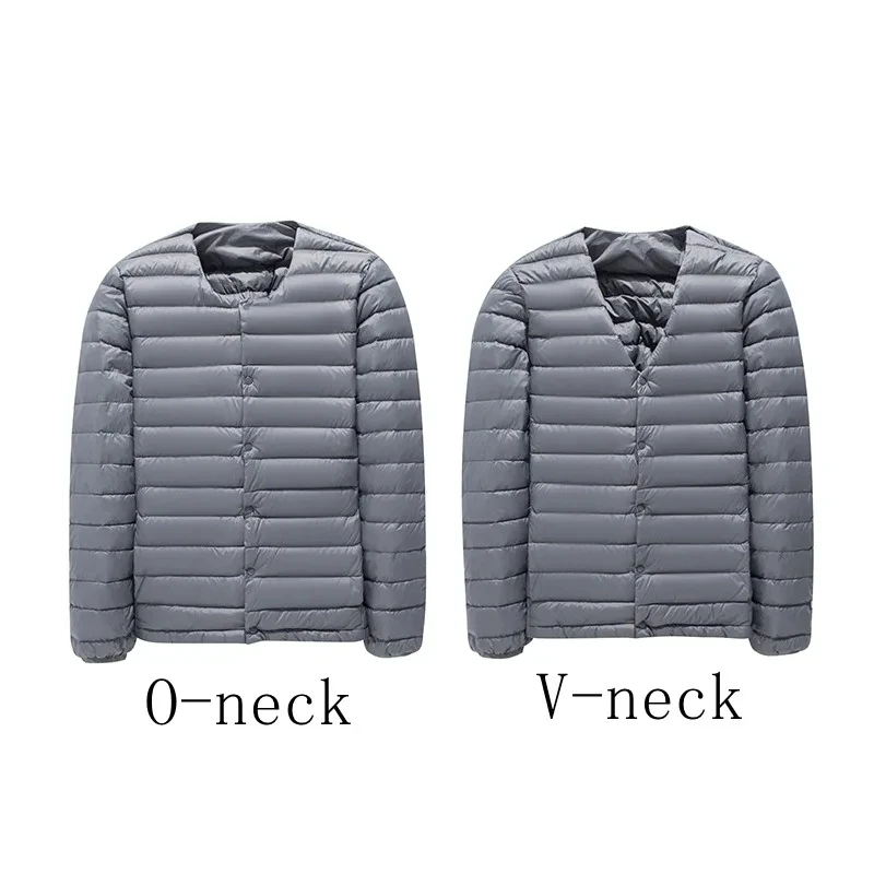 Winter men\'s liner warm down jacket 2023 new style Men\'s lightweight foldable O-neck variable V-neck down jacket