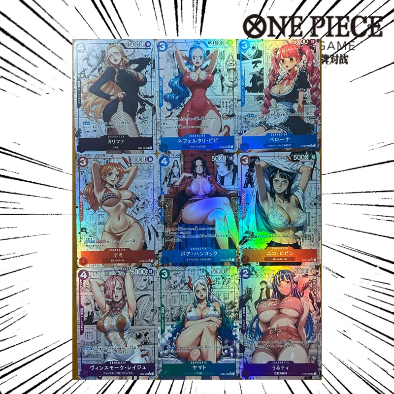 

9pcs/setOne Piece Diy Boa·Hancock Nico Robin Nami Self Control Collect Signature Trading Flash Card Anime Cartoon Gift