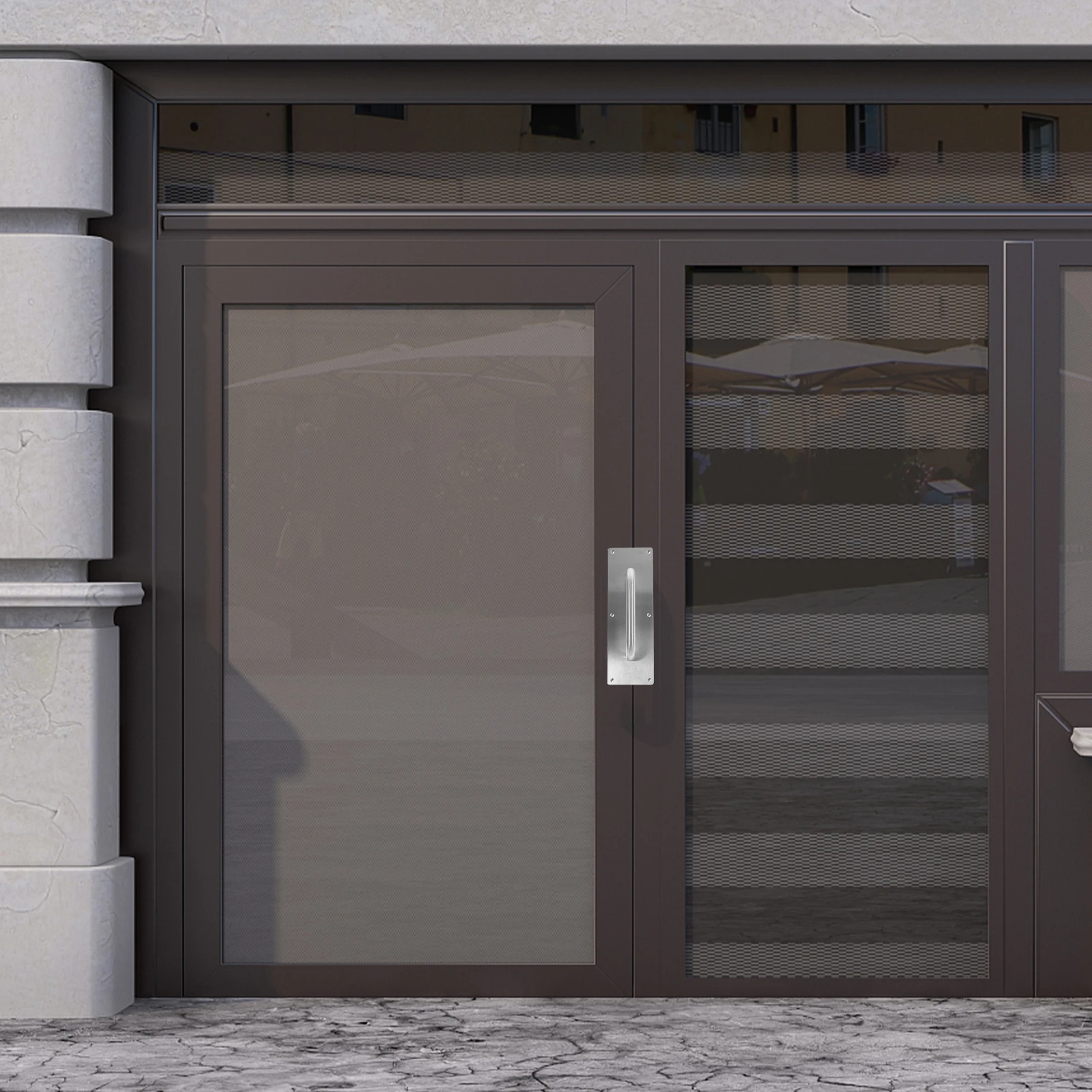 

Fireproof Door Handle Stainless Steel Push Pull Silver Black Plate for Interior Office Shed Doors Wooden Composite Accessories