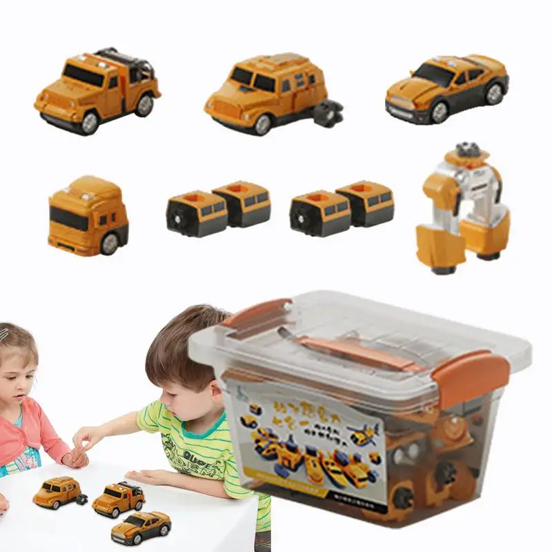 Kids Play Vehicles Magnetic Transforming Toy Vehicle For Children Collectible Figurines Boys Girls Play Vehicles For Bedroom