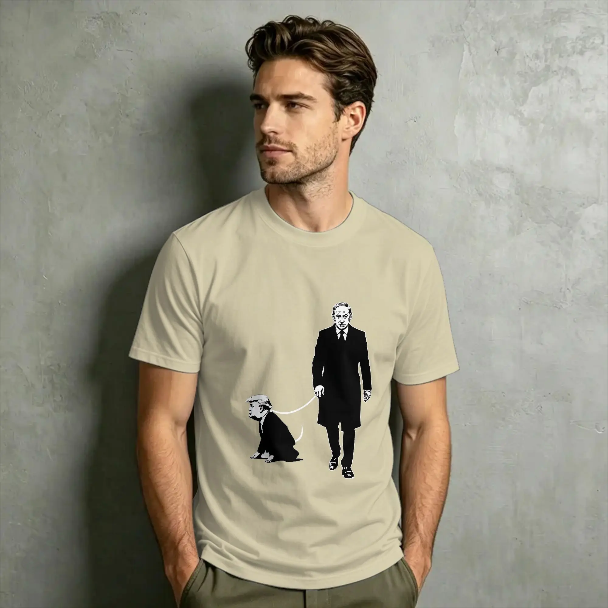 Harajuku T Shirt Summer Benjamin Netanyahu and his dog Hippie T-Shirts  Cotton Tshirt for Man  Hot Sale Short Sleeve Clothing