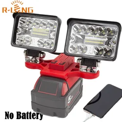 LED Work Light For Milwaukee 18V Lithium Battery with USB Fast Charging Portable Light Travel and Fishing (NO Battery)