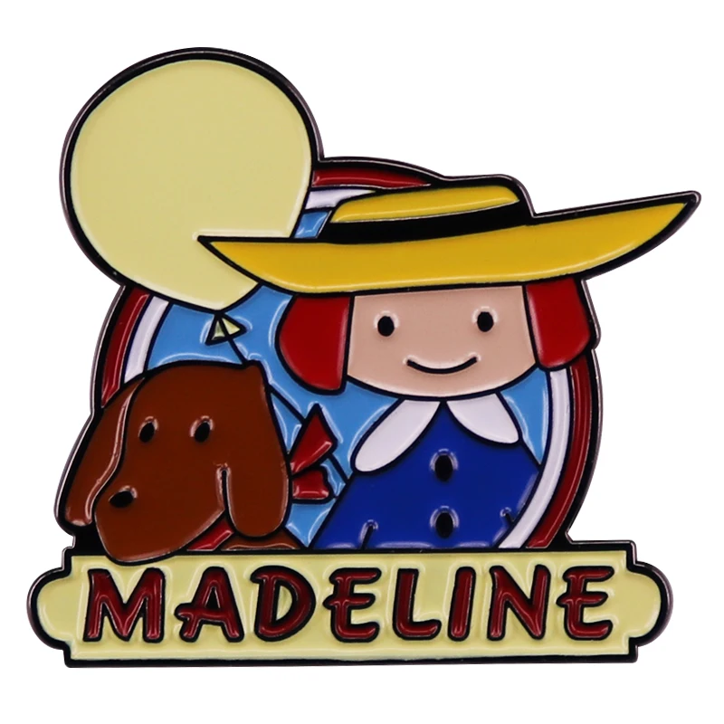 Madeline Enamel Pin Brooch Cartoon Girl Dog Badge Backpack Collar Pins Hat Jewelry Accessories Children's Literature Book