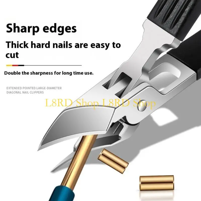 L8RD Wide Jaw Opening Slanted Trimmer for Thick Toenails with Ergonomic Handle