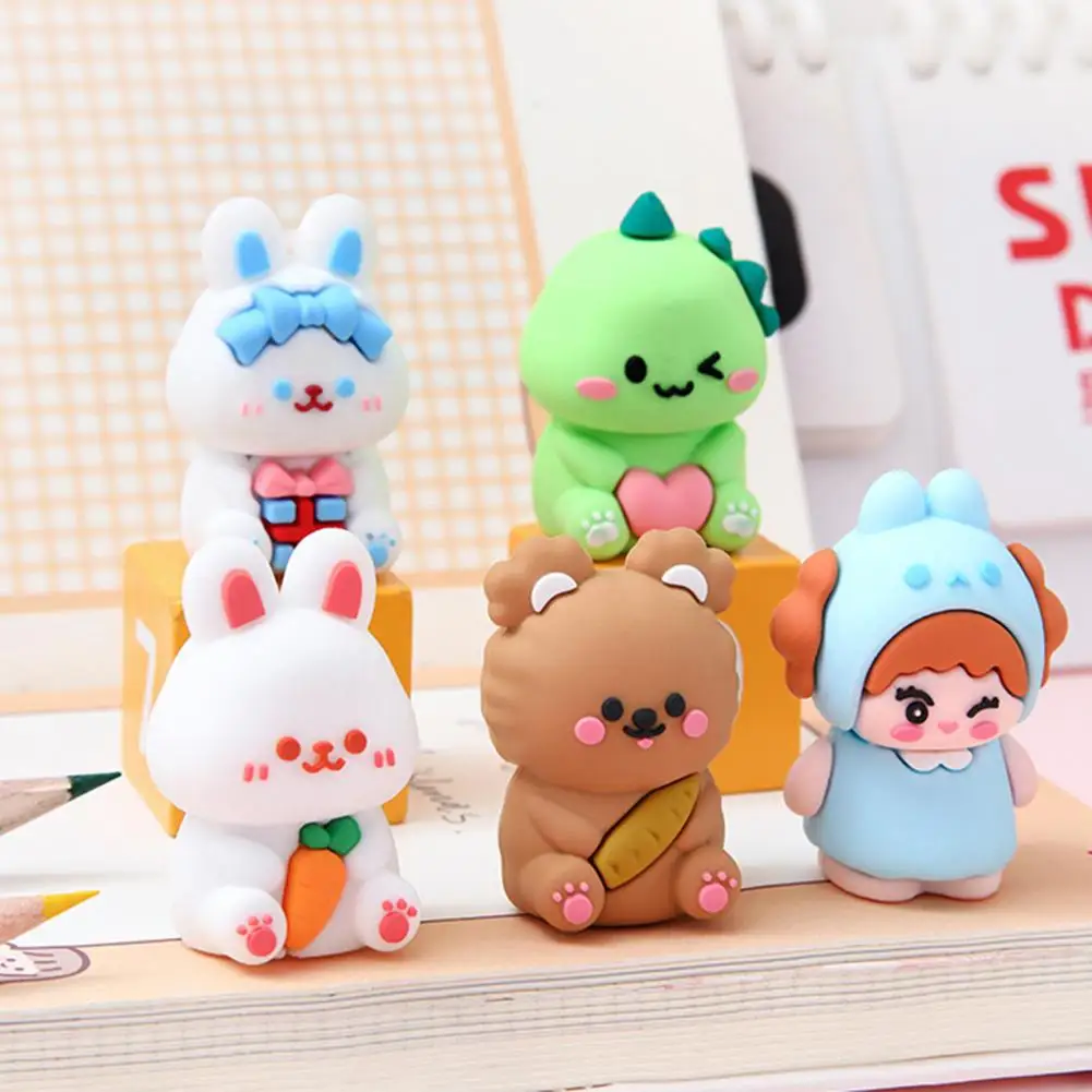 Cartoon Pencil Sharpener Adorable Mini Pencil Sharpener Set Cute Cartoon Design Stationery Kit for Kids Portable Pen Cutter