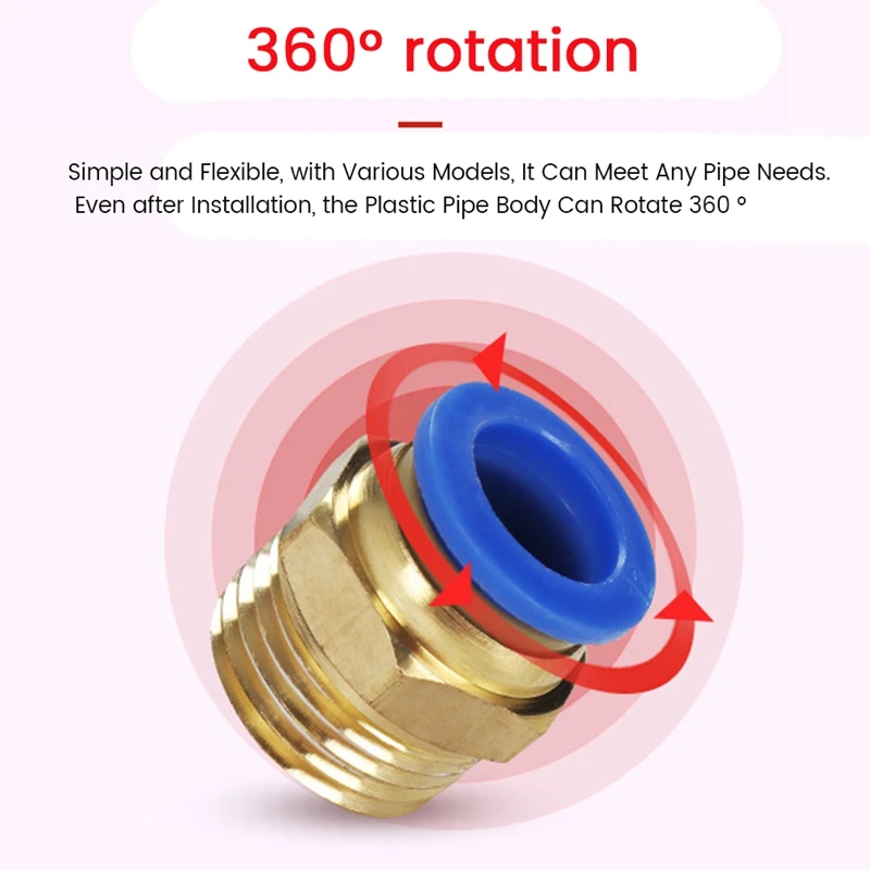 PC Pneumatic Air 10Mm 8Mm 12Mm 6Mm 4Mm Hose 1/4In BSP 1/2In 1/8In 3/8In Male Thread Air Nipple Quick Coupling