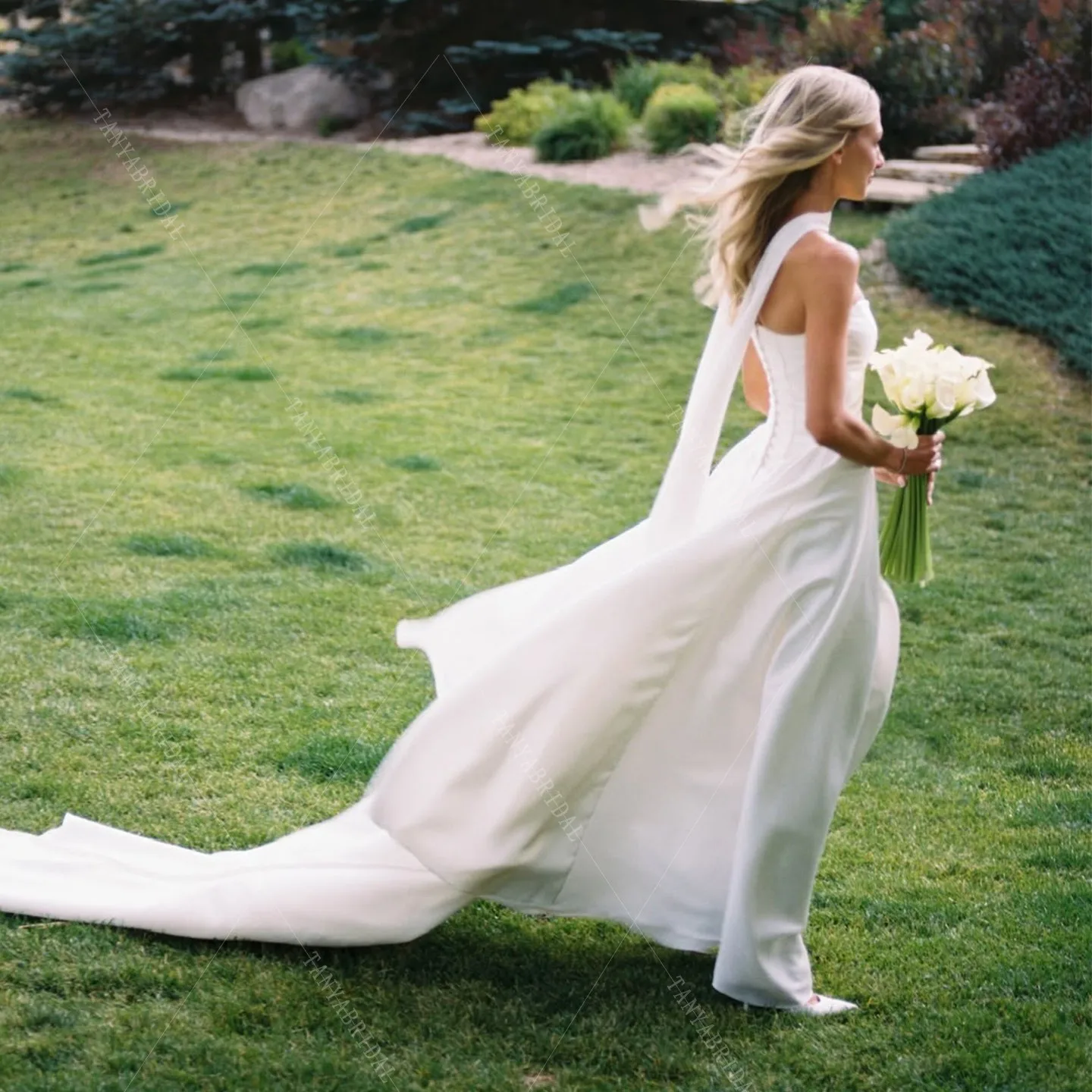 Elegant Long Chiffon Bridal Neck Scarf Detachable Wedding Neck Tie Not Include Dress Minimalist Accessories