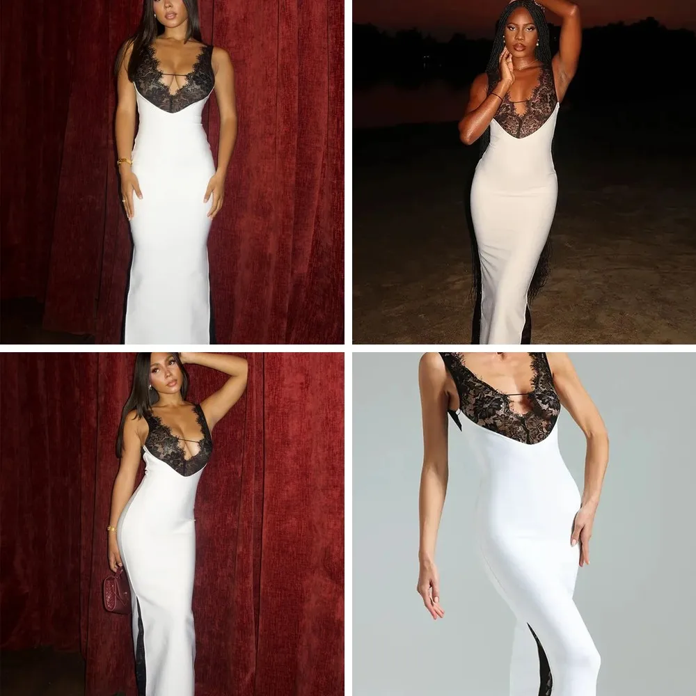 

Сексуальное женское макси-платье с глубоким V-образным вырезом и открытой спиной, без рукавов, с открытыми плечами, для вечеринок и клубов