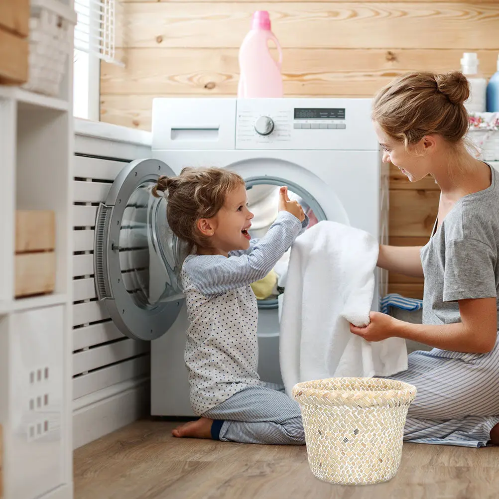 

Плетеная корзина для мусора в деревенском стиле, вместительная корзина для хранения, для дома, гостиной, спальни, офиса, плетеный контейнер для отходов