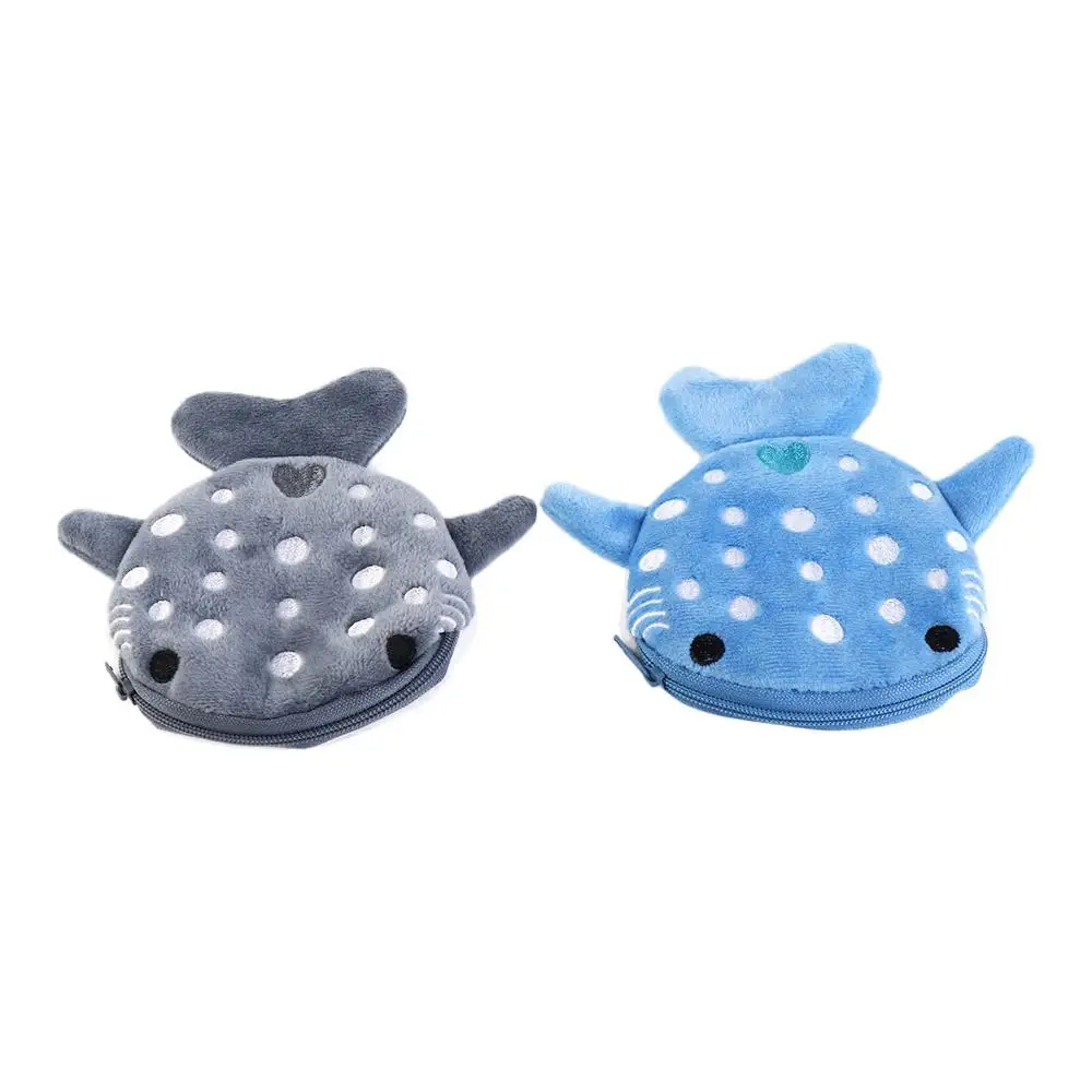 Porte-monnaie requin de dessin animé pour femme, mini sac pour écouteurs, sac cosmétique, portefeuille en peluche requin, petits objets