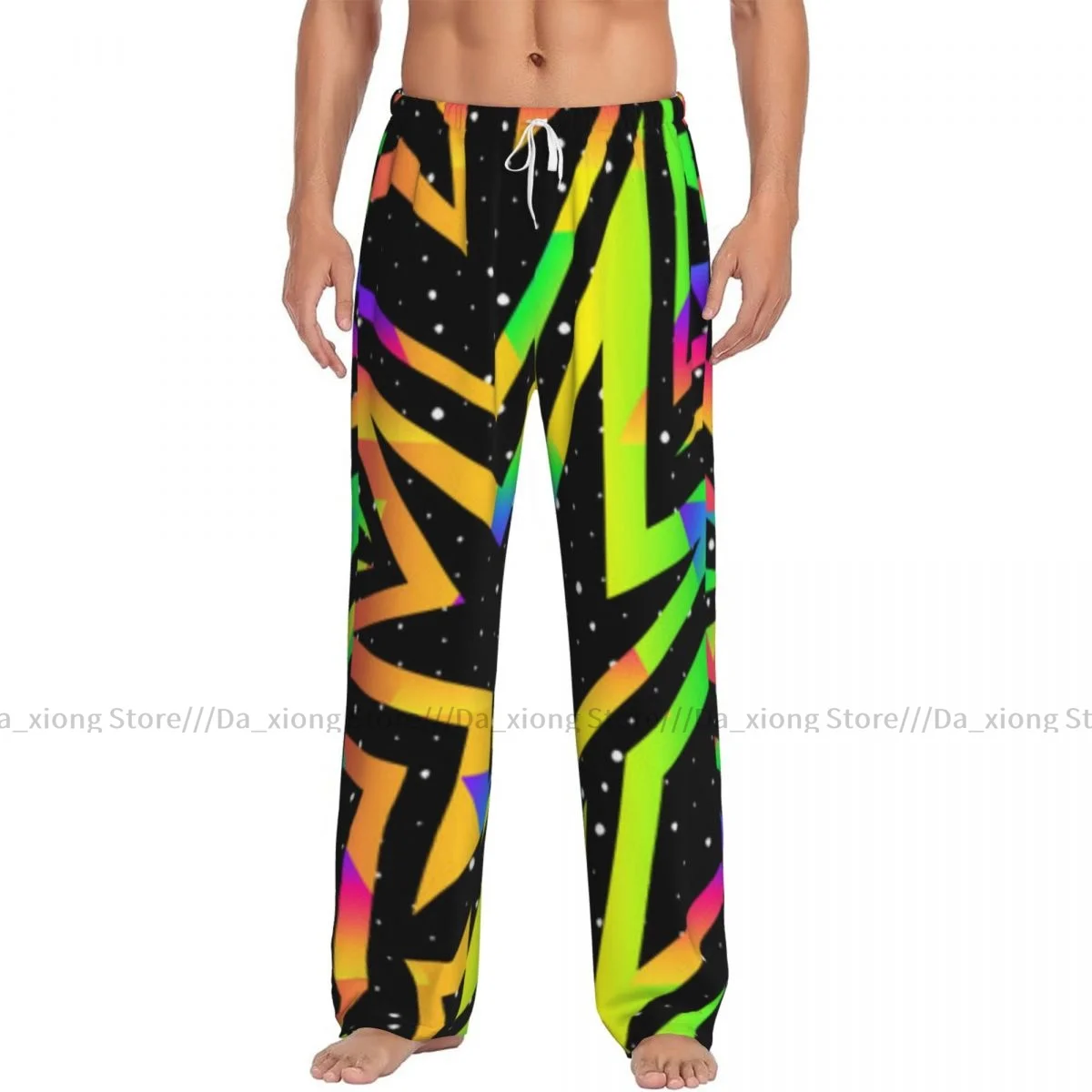 Men's Sleepwear Loose Sleep Pants Pajamas Star Rainbow Geometric Pattern Long Lounge Bottoms Casual Homewear