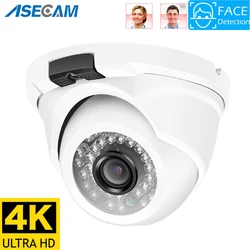 8MP 4K IP Camera Outdoor Ai Face Detection H.265 Onvif CCTV Metal White Dome RTSP 4MP POE Human Video Security Camera