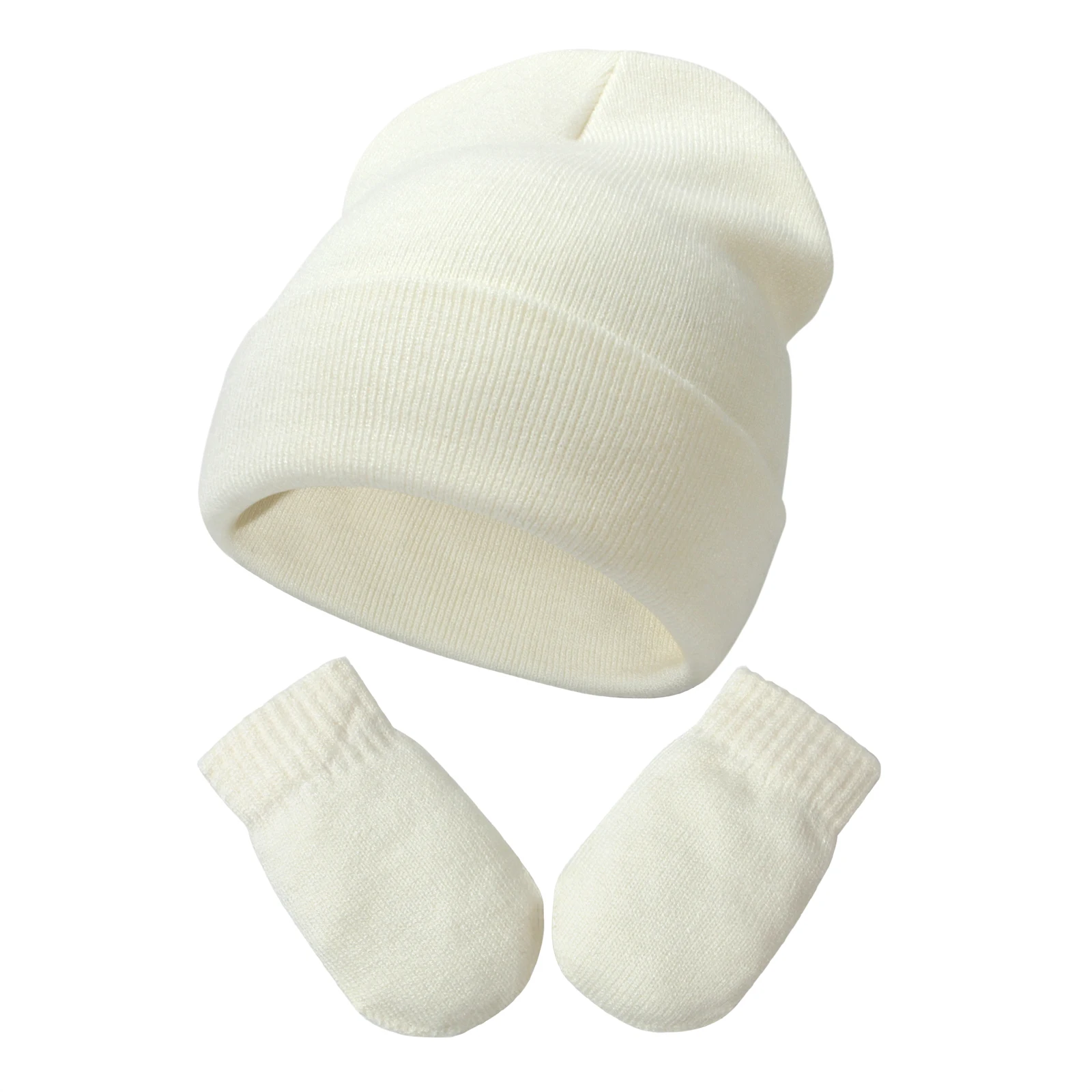 Newborns Baby Autumn Winter Warm Knitted Hat Gloves Sets Fashion Casual Cute All-matched Cap Mittens for Daily Party Home Wear