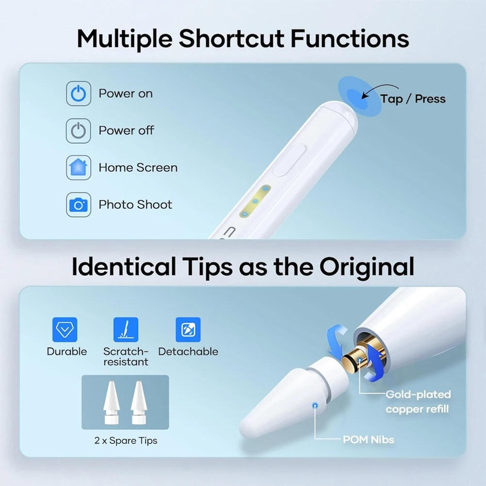 Stylus-Stift, Neigungsempfindlichkeit, magnetischer Stift, Handflächenabweisung, aktiver Bleistift, schnellere Aufladung für iPad Pro 12,9/11/13 Zoll M4