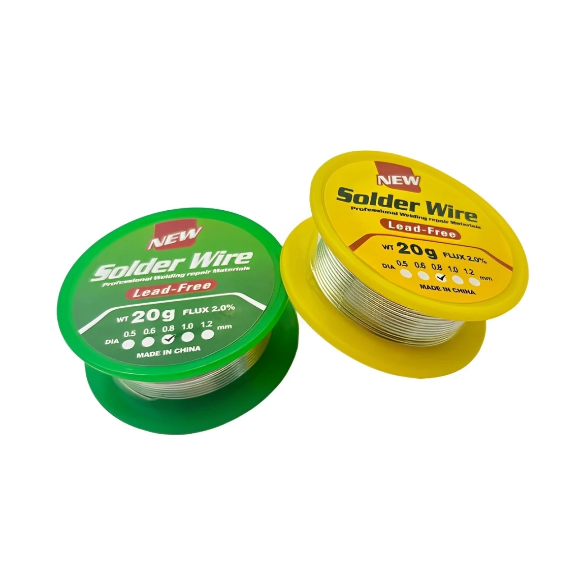

2 Rolls 20g 0.8mm Lead-Free Solder Wire with Rosin Core 2.0% Flux Tin Welding Wire for Electronic Repair