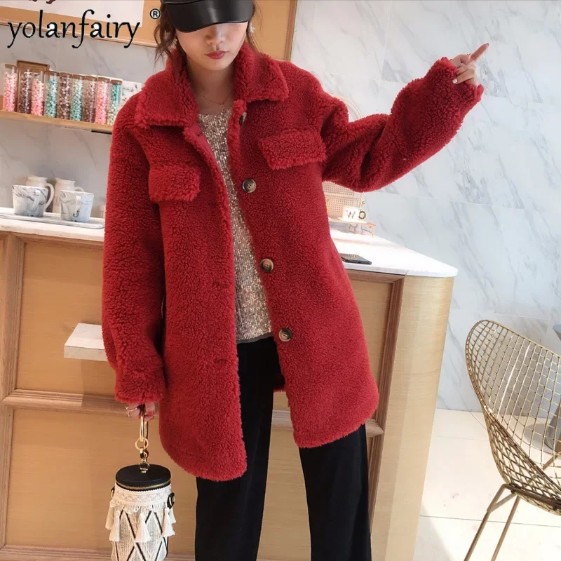 Sheep Fleece Coat Women's Fur Jacket 10% Wool Fur Coat Female Korean Composite Fur Integrated Fur Clothes for Women Tops FCY5076