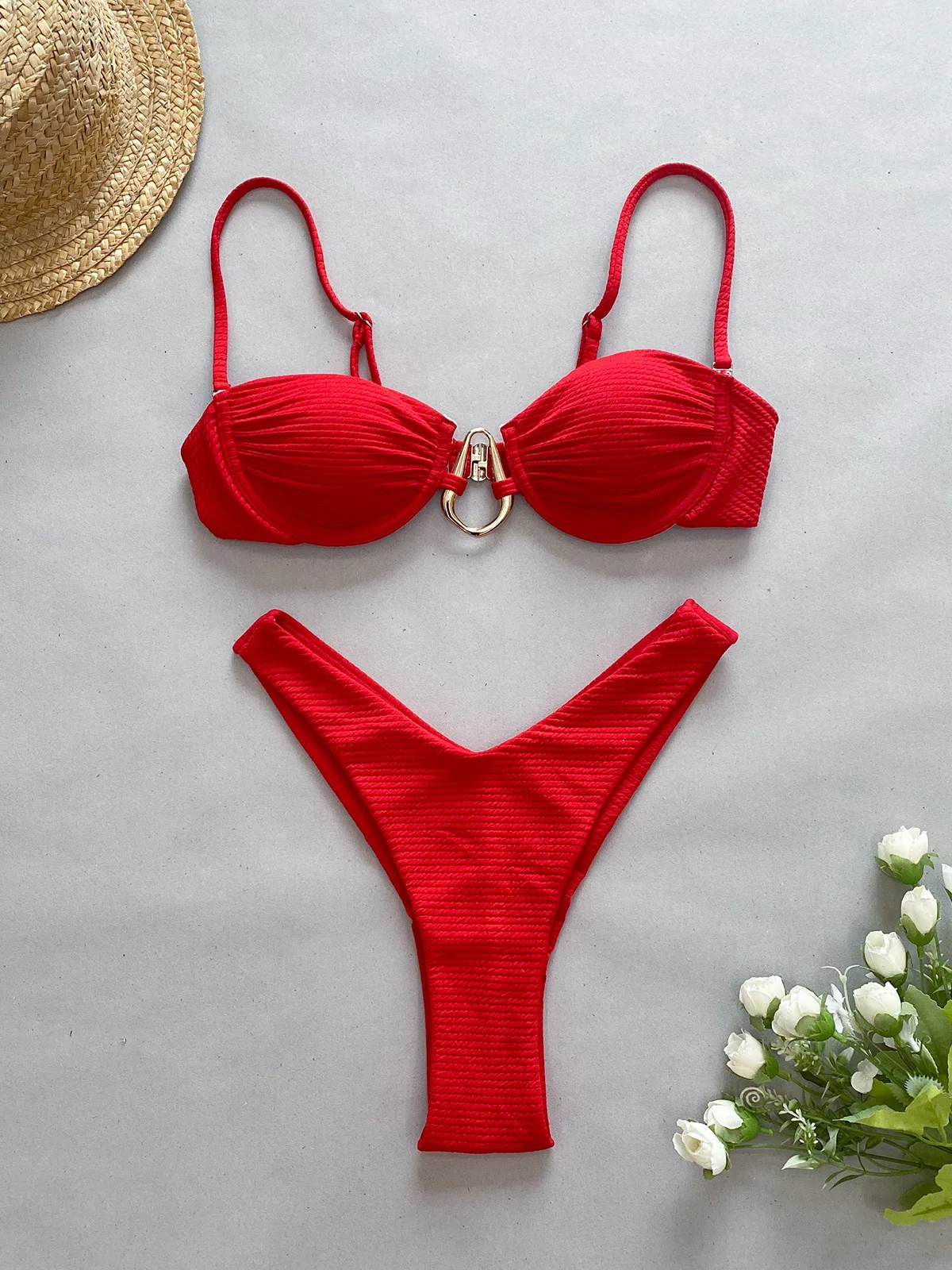 Sexy Push Up Swimwear Women Mini Bikini Set 2024 New Red Black Swimsuit Bathing Suit