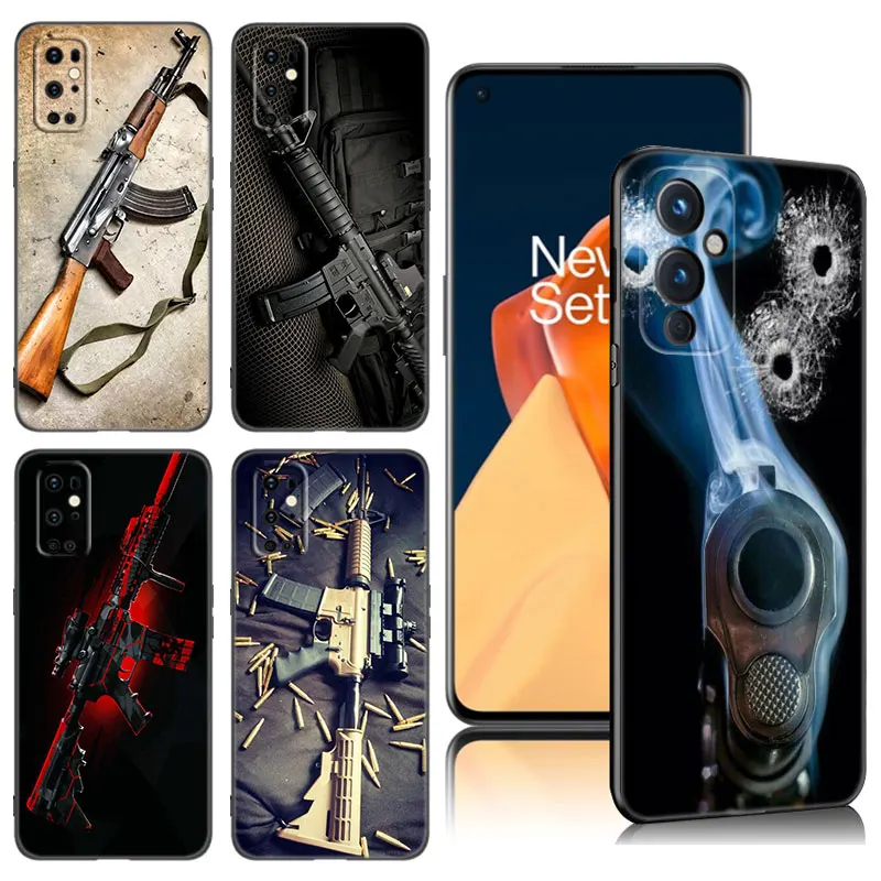 The Military Weapon Black Silicone Phone Case For OnePlus 9 10 11 12 ACE 2V Pro 9RT 10T 10R Nord CE 2 3 Lite N10 N20 N30 5G