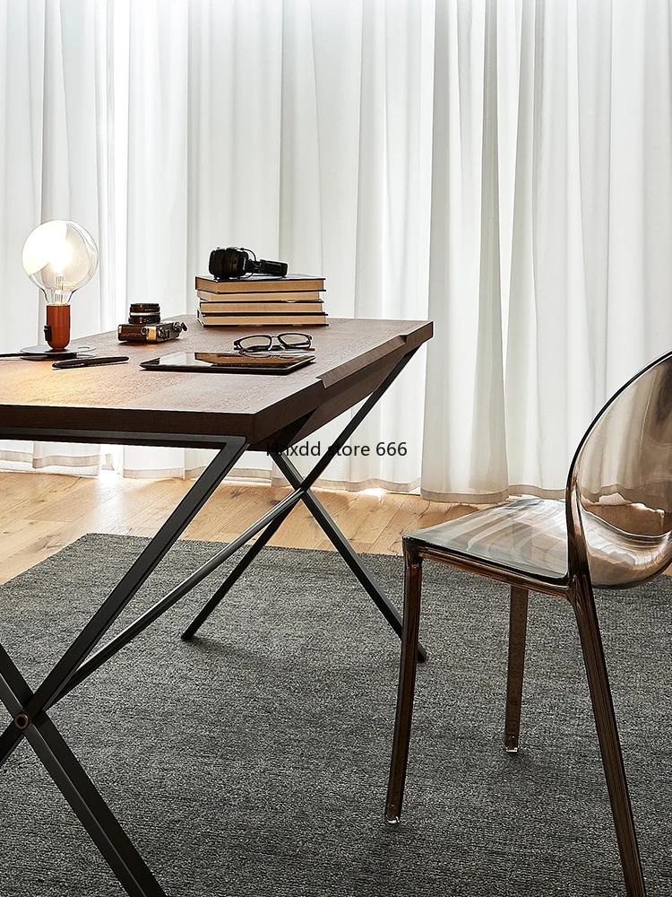 Retro Black Walnut Desk para Estudo, Design Minimalista