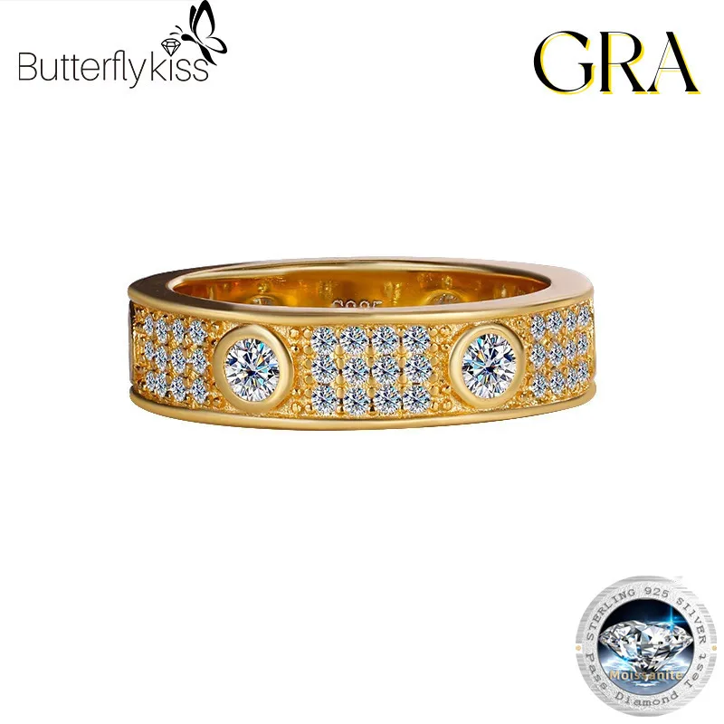 

Butterflykiss D Color Full Moissanite Love Rings 925 Sterling Silver Original Quality Fashion Ring For Women Jewelry Lovers Gift