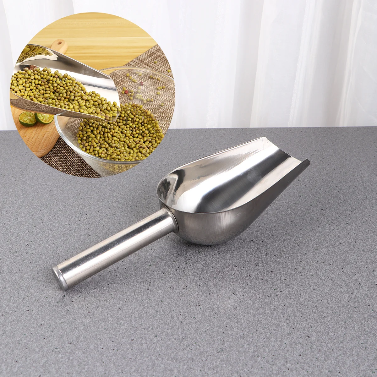 

3 шт., совок для кубиков льда из нержавеющей стали, многофункциональная лопата 24,5x9,5 см для зерна, риса, конфет, десерта, еды, совок для льда