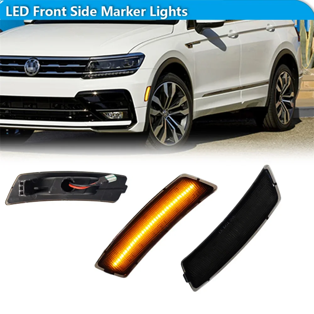 For Volkswagen Tiguan 2018-up & Beetle 2012-2019 Car Front Bumper Side Marker Turn Signal Lights Parking Lights Amber/White LED