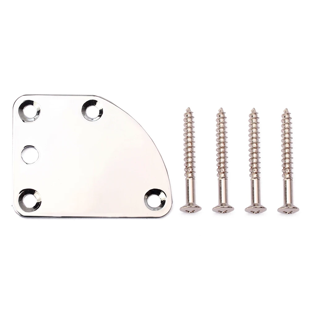 

Chrome Guitar Neck Plate 5 Holes Replacement For Electric Bass Metal Connecting Board Durable Lightweight Gv108 Silver