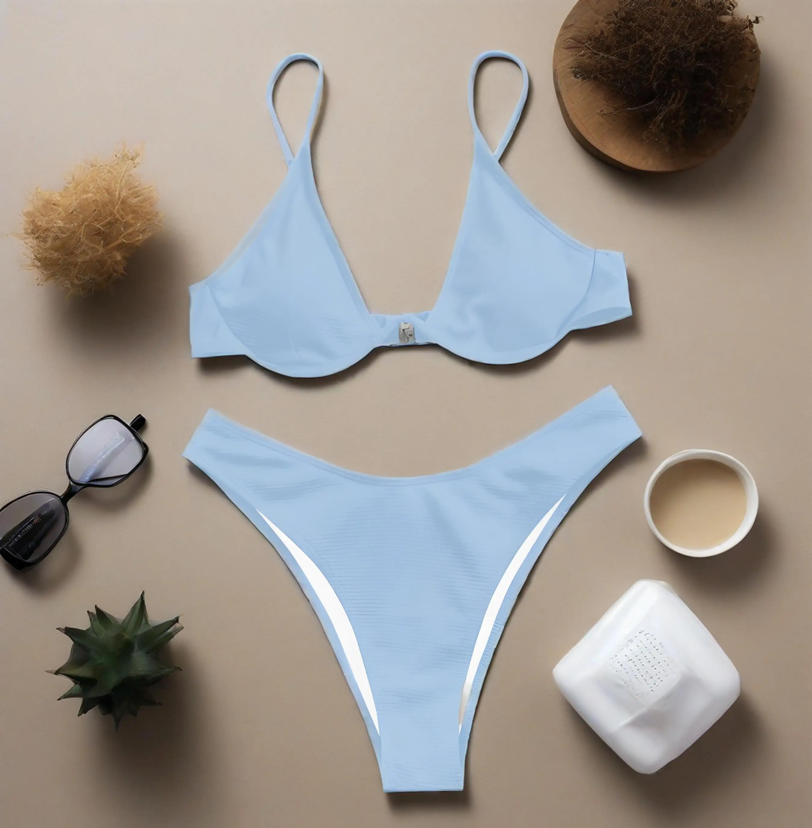 

2025 Sexy Solid Color Bikini Set for Women - Deep V Push-Up & Backless Swimsuit, Bikinis de Mujer & купальник, Hot Beach