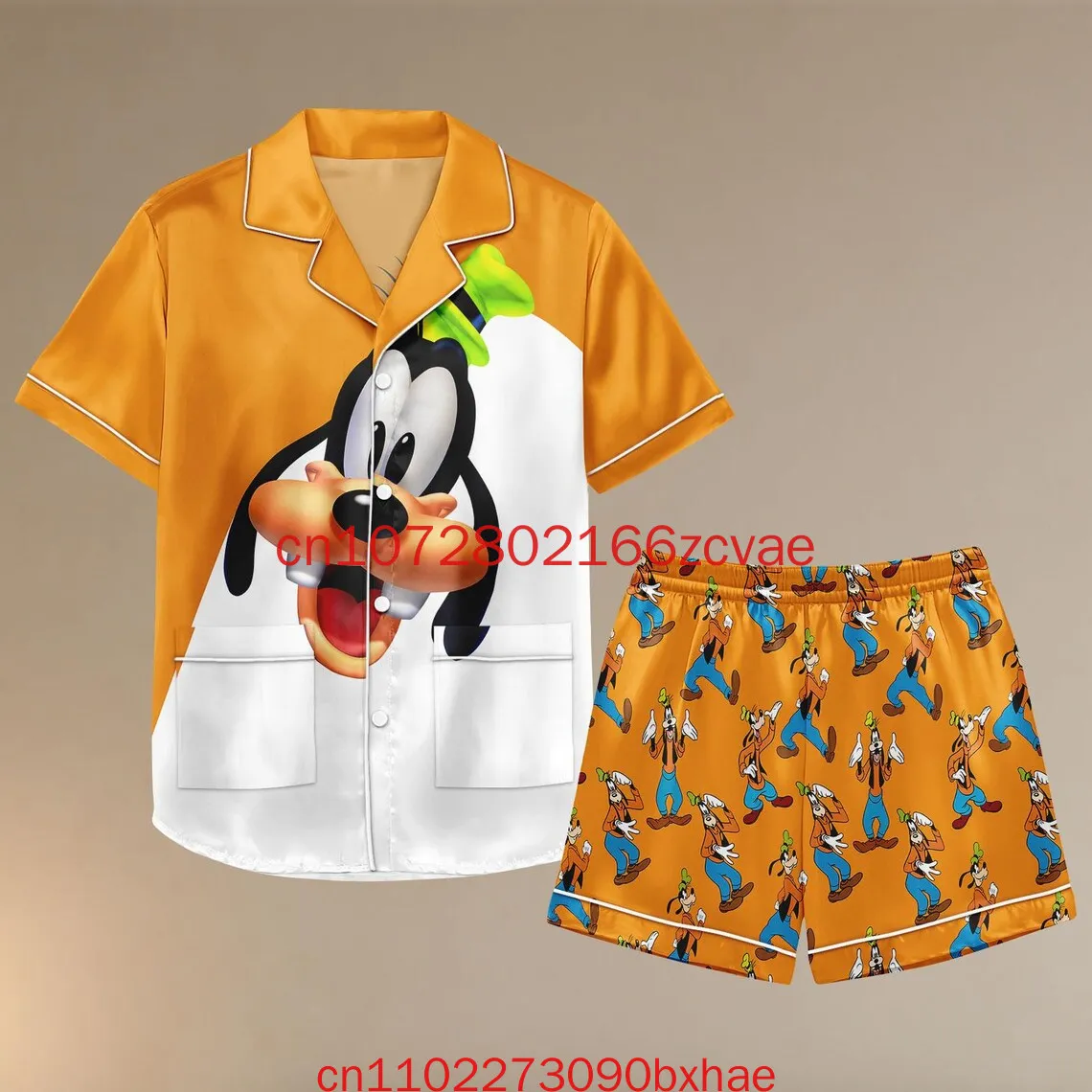 

Новый летний пижамный комплект Disney Goofy с короткими рукавами, одежда для косплея с 3D принтом, рубашка с короткими рукавами, модные мужские и женские пижамы