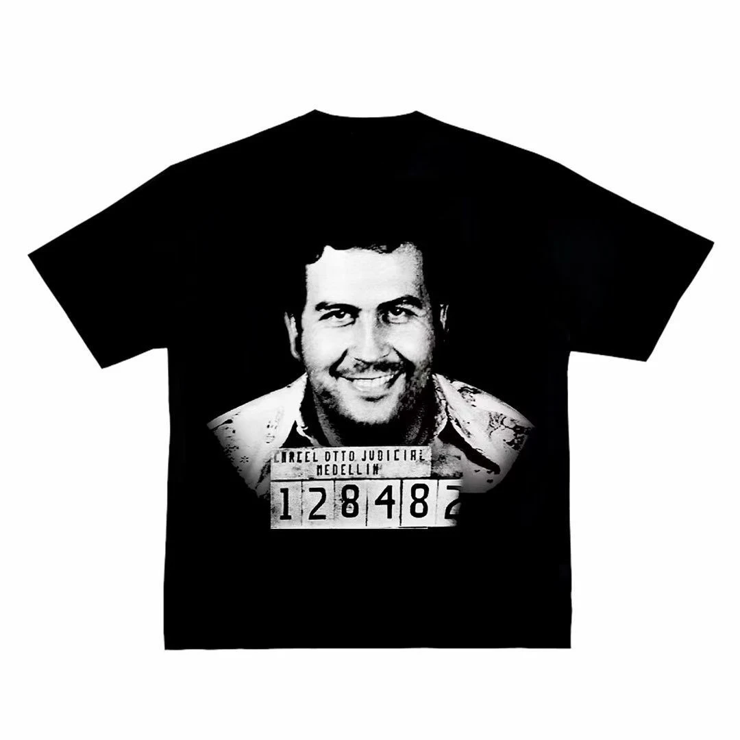 【 100% قطن خالص، طباعة غير أوفست 】 تي شيرت Pablo Escobar Gangster Legend American Vintage Street بأكمام قصيرة #1