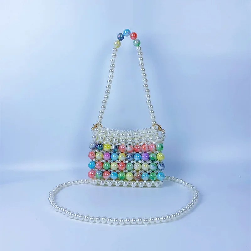 

Summer Fantasy Mini Versatile Chain Crystal New in Handbag Crossbody Bags for Woman Fashion Colorful Pearl Woven Women's Bag